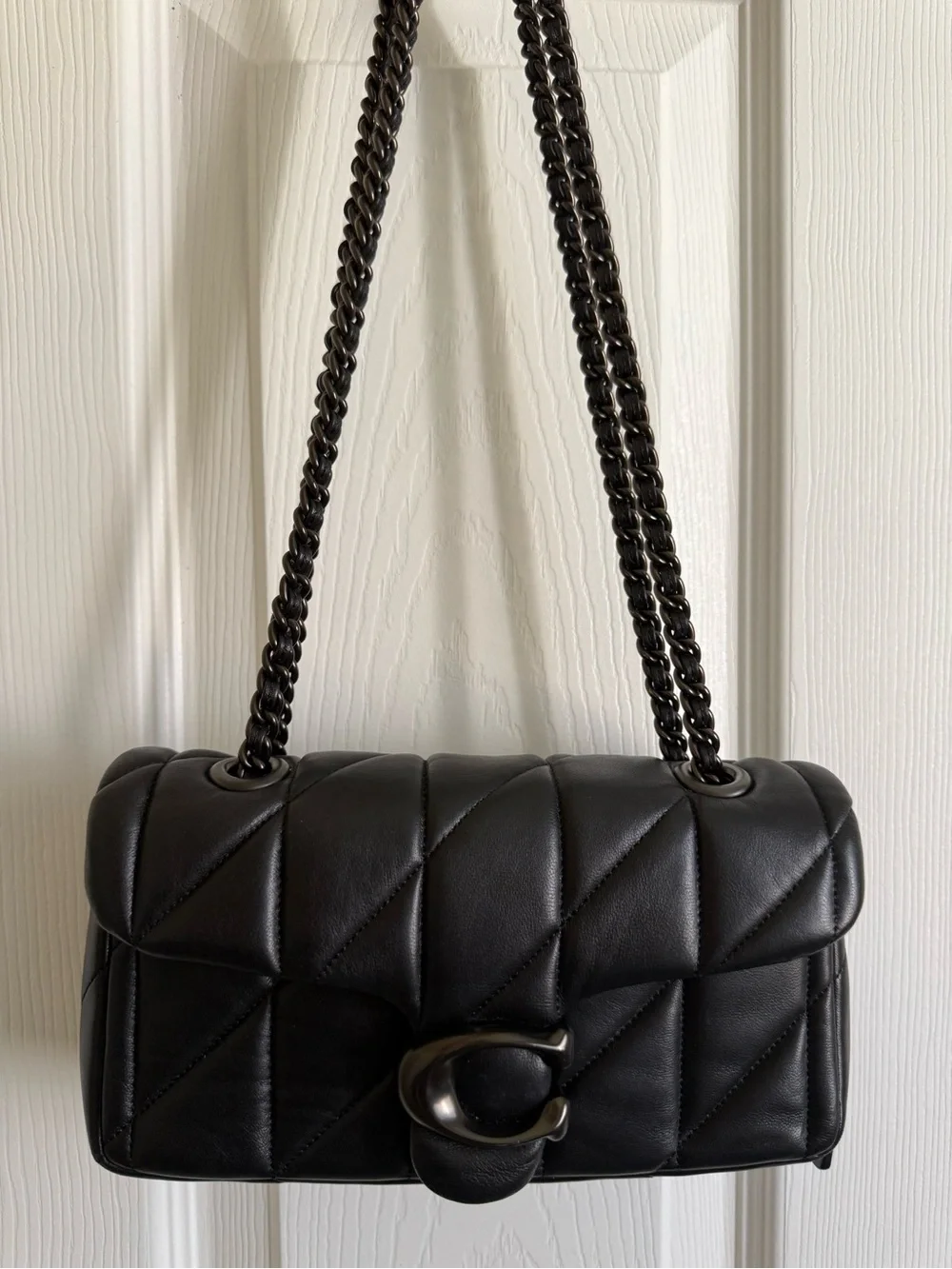 Coach Black Quilted Leather Shoulder Bag with Chain Straps